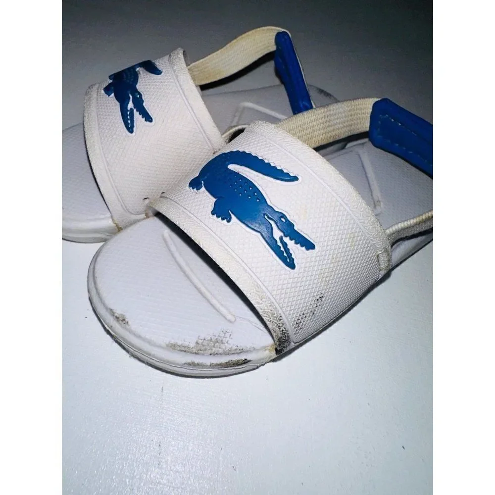 Lacoste‎ toddler infant Synthetic Slides white blue size 4